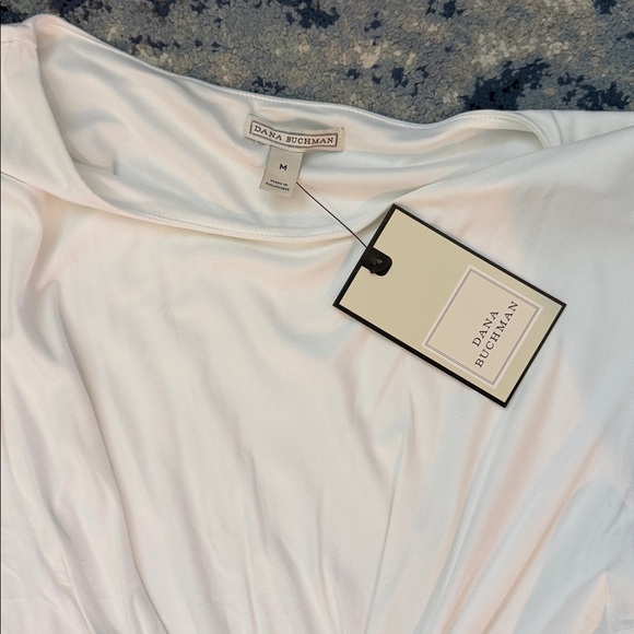 Dana Buchman White Draped Midi Dress - Picture 2 of 2